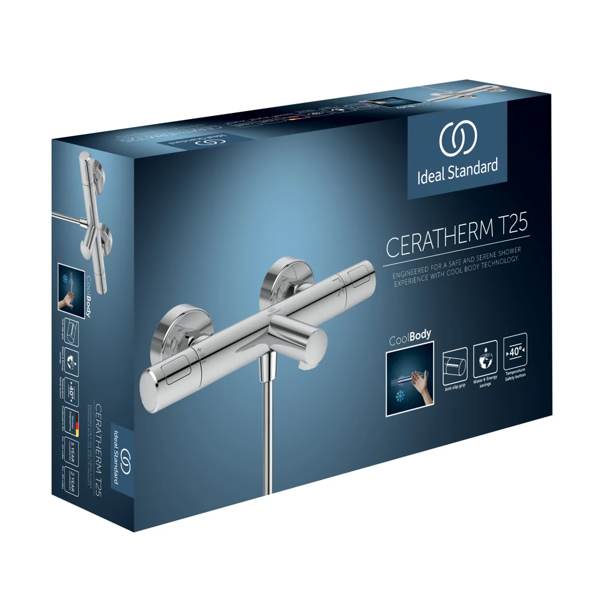 Ideal Standard Badethermostat Aufputz Ceratherm T25 Ausladung 163mm Chrom Ideal Standard Badethermostat Aufputz Ceratherm T25 Ausladung 163mm Chrom