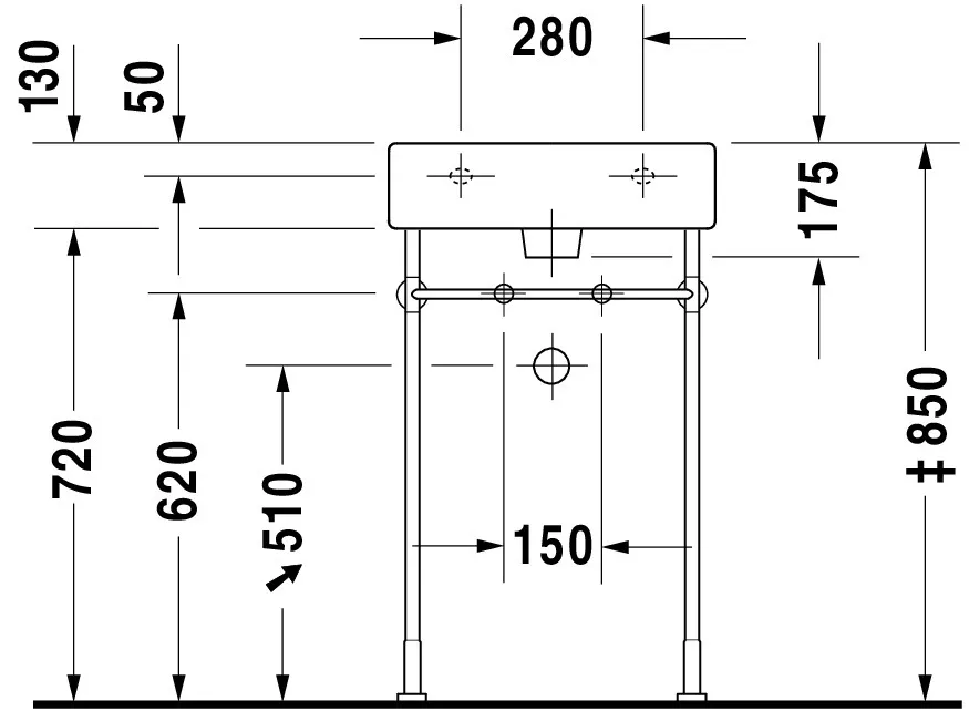 Wandwaschtisch „Vero“, mit Überlauf, Hahnlochposition mittig Wandwaschtisch „Vero“, mit Überlauf, Hahnlochposition mittig