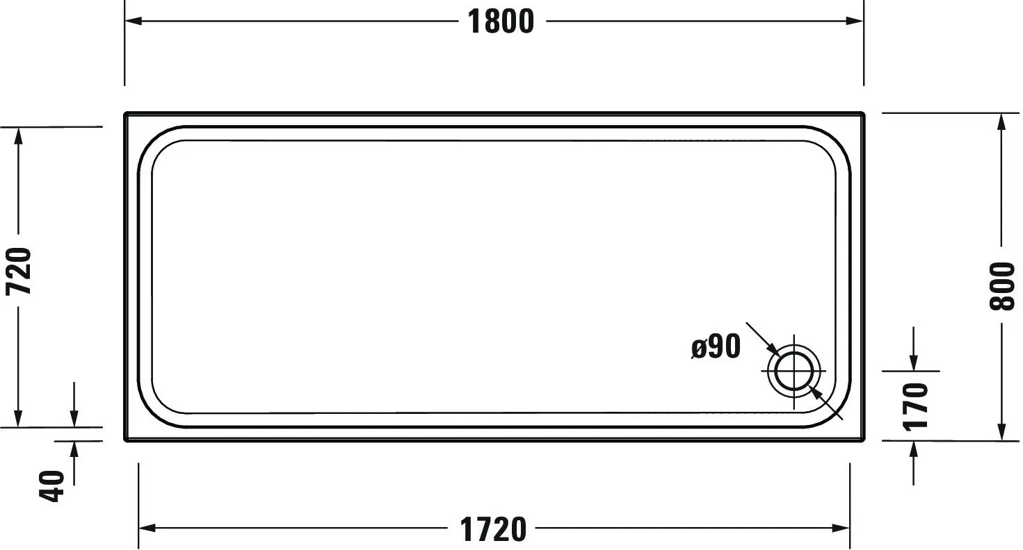 Duravit rechteck Duschwanne „D-Code“ 180 × 80 cm 