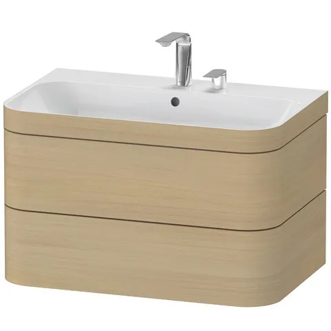Duravit Waschtischunterschrank c-bonded Set wandhängend „Happy D.2 Plus“ 775 × 480 × 490 mm Mediterrane Eiche, mit Hahnlochbohrung Duravit Waschtischunterschrank c-bonded Set wandhängend „Happy D.2 Plus“ 775 × 480 × 490 mm Mediterrane Eiche, mit Hahnlochbohrung