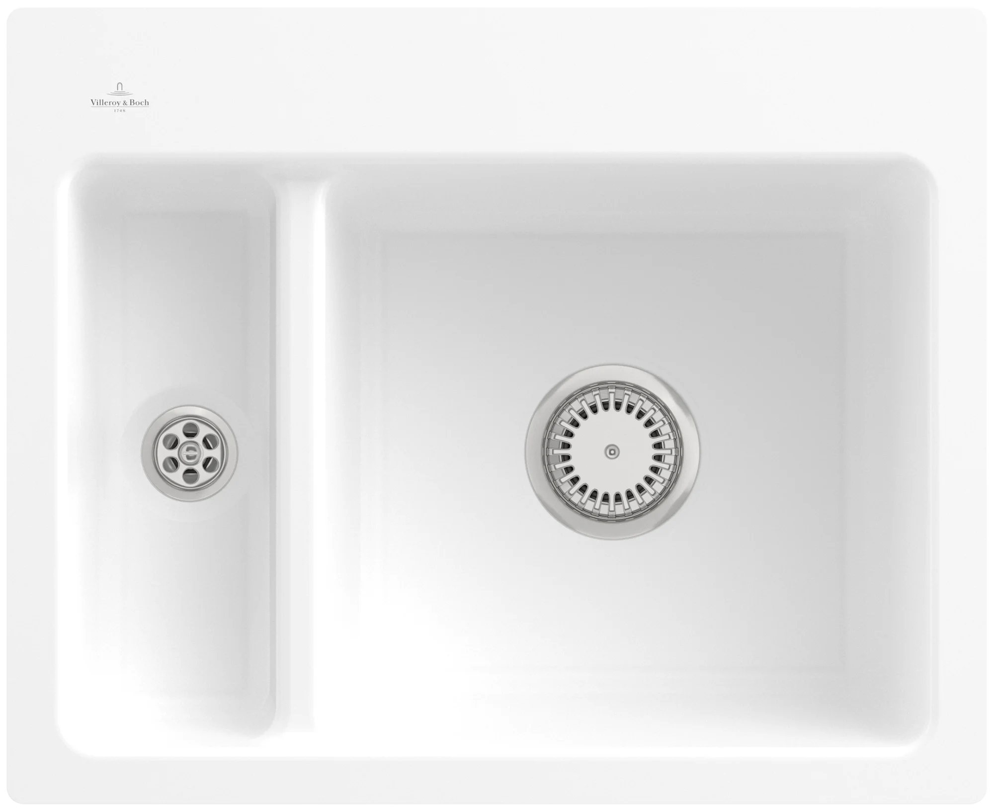 Villeroy & Boch Subway 60 XM flat, flächenbündige Spüle, 585 x 475 mm, Stone White CeramicPlus
