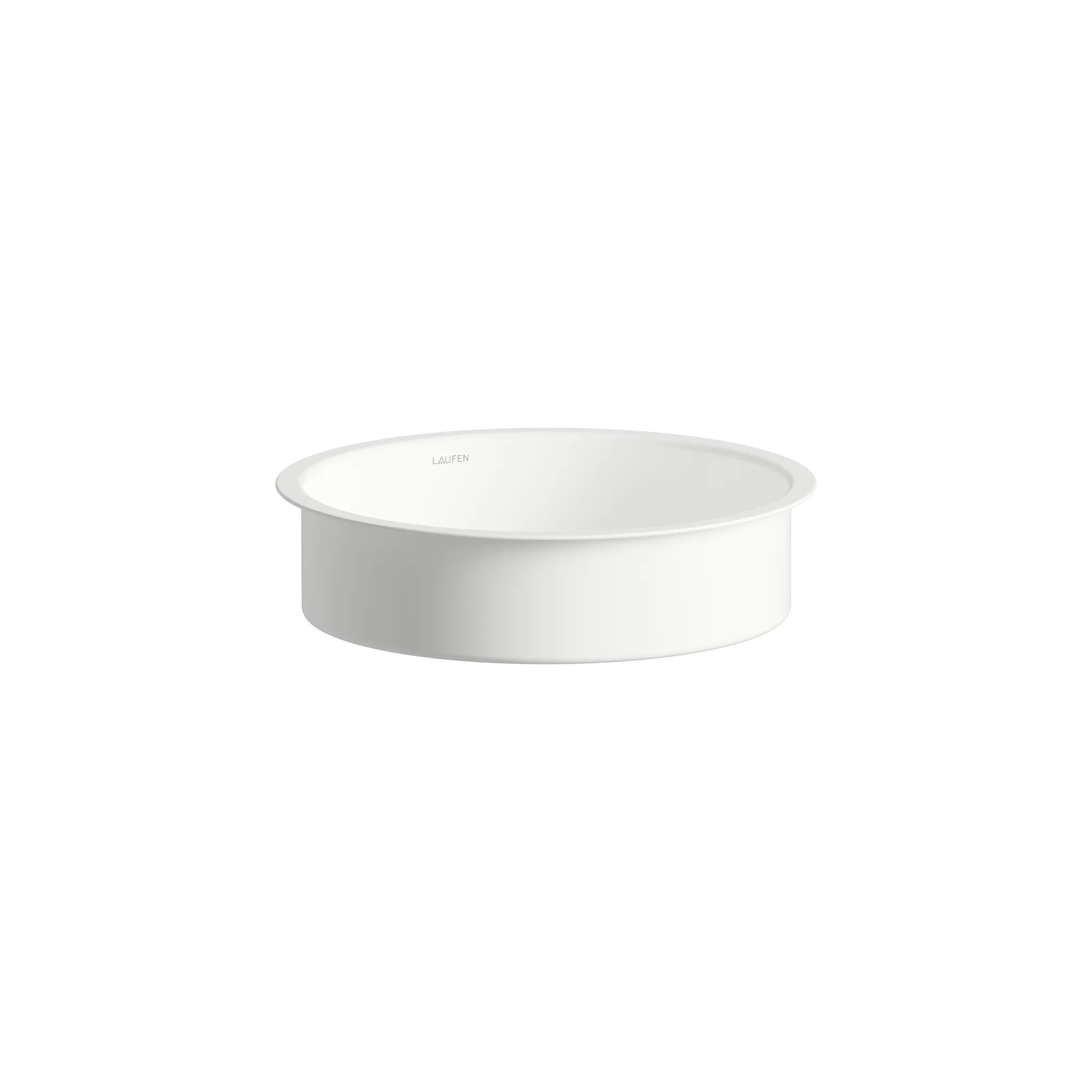 Laufen Einbauwaschtisch UNISONO rund aus glasiertem Stahl ohne Armaturenloch ohne Überlauf 319 x 319 x 104 mm in weiß Laufen Einbauwaschtisch UNISONO rund aus glasiertem Stahl ohne Armaturenloch ohne Überlauf 319 x 319 x 104 mm in weiß