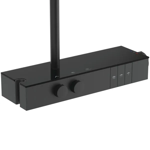 Ideal Standard Ceratherm Solos Duschsystem mit Brausethermostat, LED-Leuchtring Silk Black, 3-Funktion, Ø 330 mm, Wandaufputz, 12/8 l/min Durchfluss Ideal Standard Ceratherm Solos Duschsystem mit Brausethermostat, LED-Leuchtring Silk Black, 3-Funktion, Ø 330 mm, Wandaufputz, 12/8 l/min Durchfluss