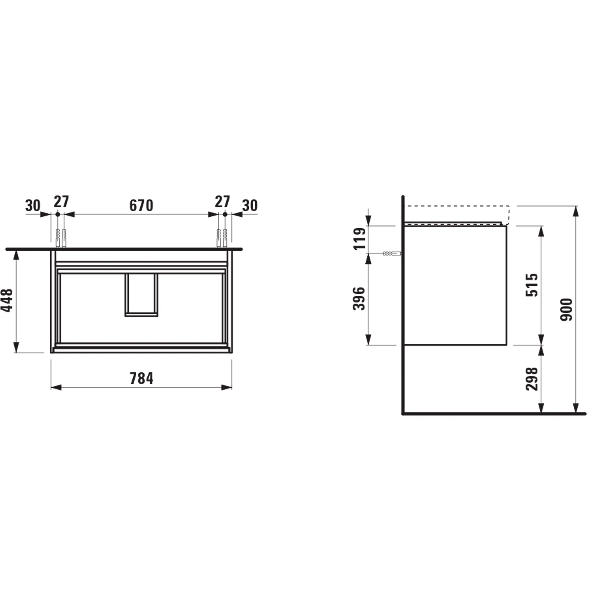 Laufen Waschtischunterbau MEDA 448x784x515 weiß matt Laufen Waschtischunterbau MEDA 448x784x515 weiß matt