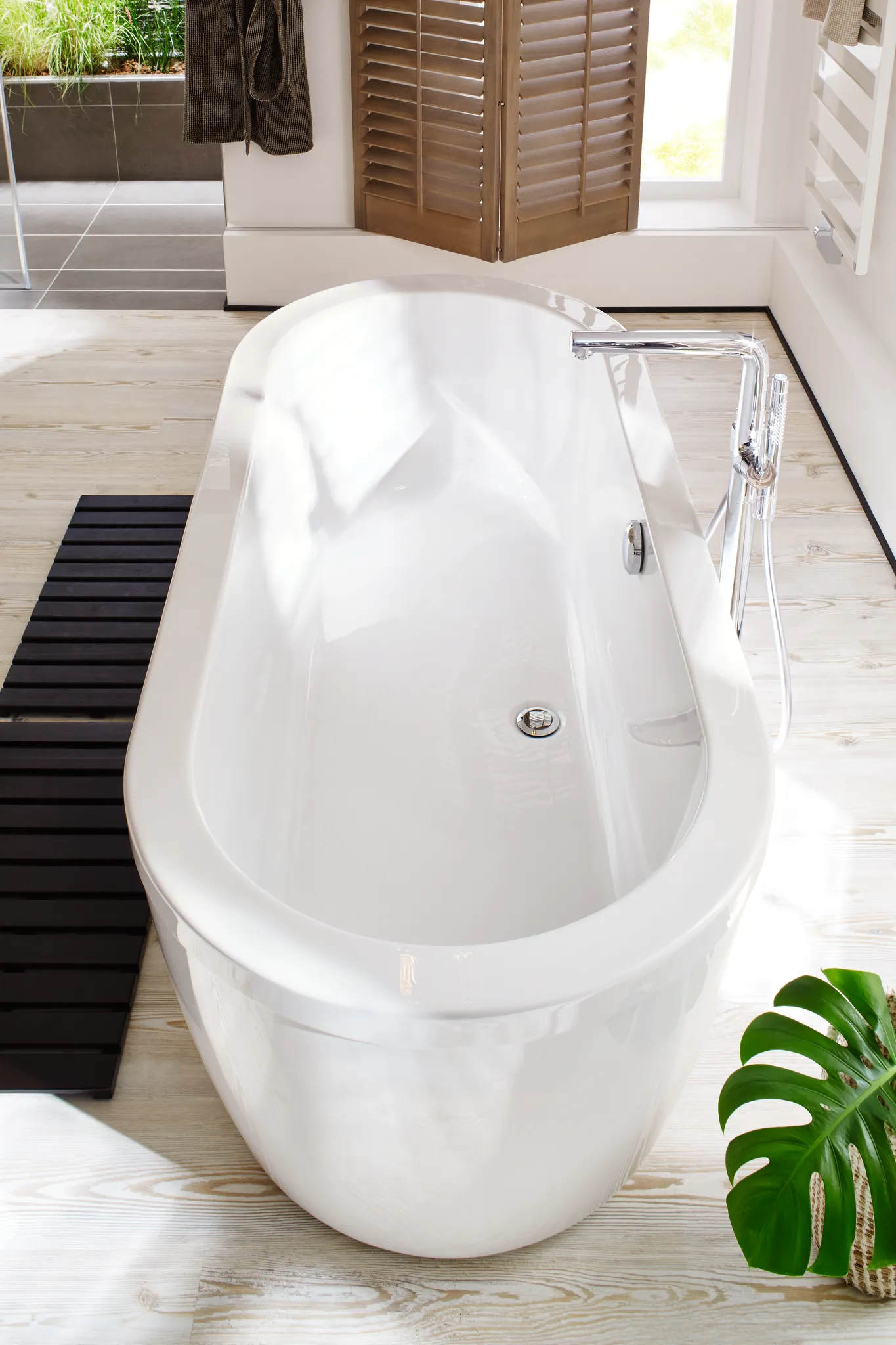 Kermi Duschdesign Freistehende Badewanne LIVORO VL1, weiß, 1800 x 800 mm, Höhe 575 mm