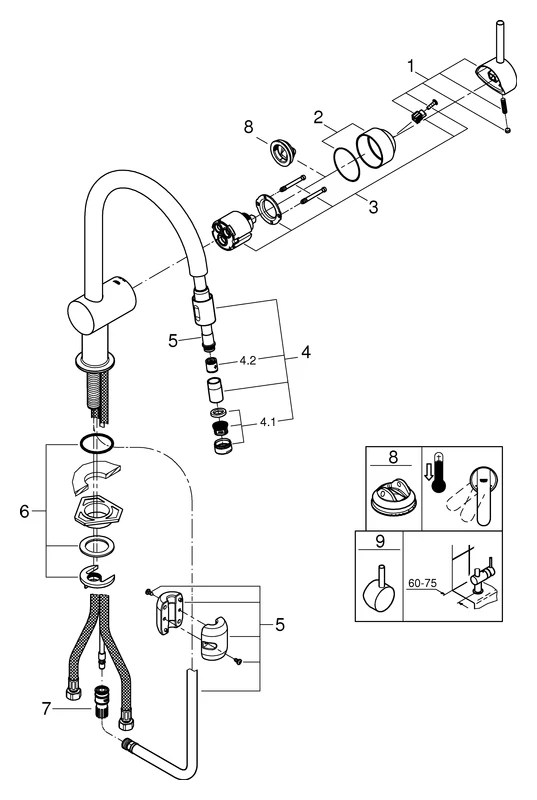 Grohe Minta Einhand-Spültischbatterie, ½ C-Auslauf, Einlochmontage, herausziehbarer Mousseurauslauf, Grohe Long-Life Oberfläche, Grohe SilkMove 46 mm Keramikkartusche, Grohe EcoJoy Grohe Minta Einhand-Spültischbatterie, ½ C-Auslauf, Einlochmontage, herausziehbarer Mousseurauslauf, Grohe Long-Life Oberfläche, Grohe SilkMove 46 mm Keramikkartusche, Grohe EcoJoy