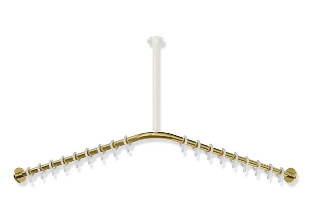 HEWI Vorhangstange System 900, Edelstahl PVD Gold glänzend, Achsmaß 887 x 887 mm, 18 Ringe aus POM, kürzbar HEWI Vorhangstange System 900, Edelstahl PVD Gold glänzend, Achsmaß 887 x 887 mm, 18 Ringe aus POM, kürzbar