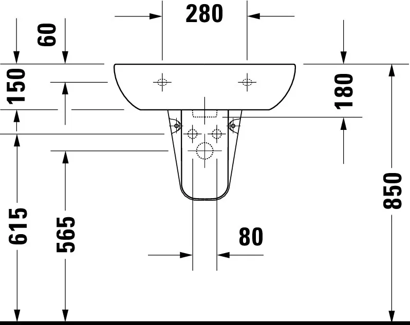 Wandwaschtisch „D-Code“, mit Überlauf 60 × 46 cm Wandwaschtisch „D-Code“, mit Überlauf 60 × 46 cm