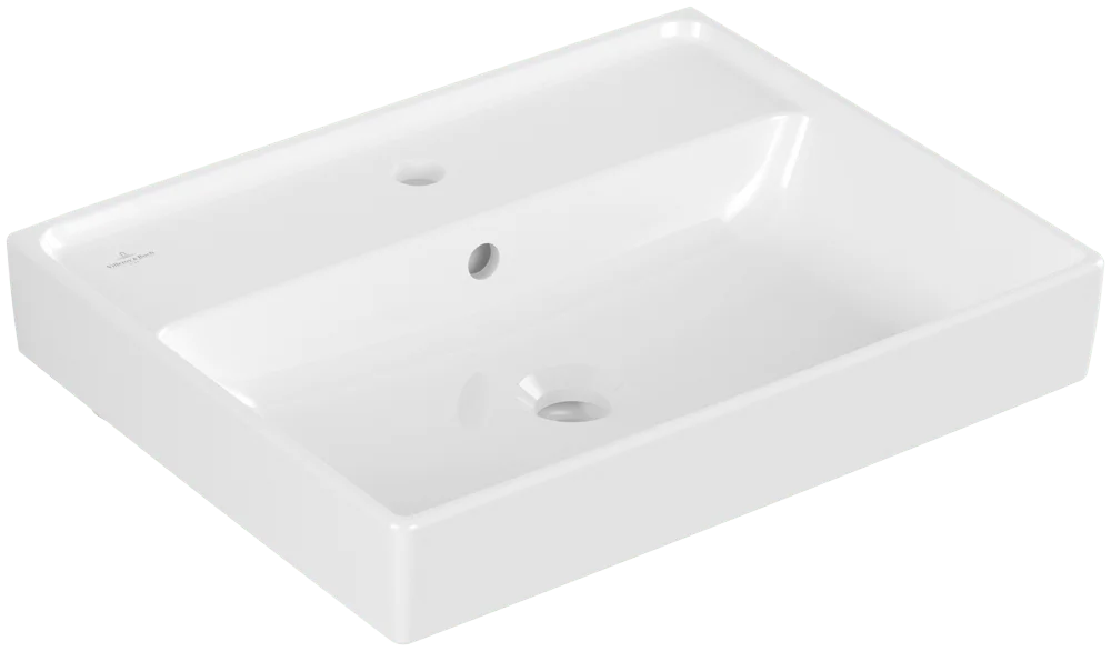 Villeroy & Boch Collaro Wandwaschbecken, 550x440x160mm, weiß Alpin CeramicPlus, Rechteckform mit Überlauf, TitanCeram Material