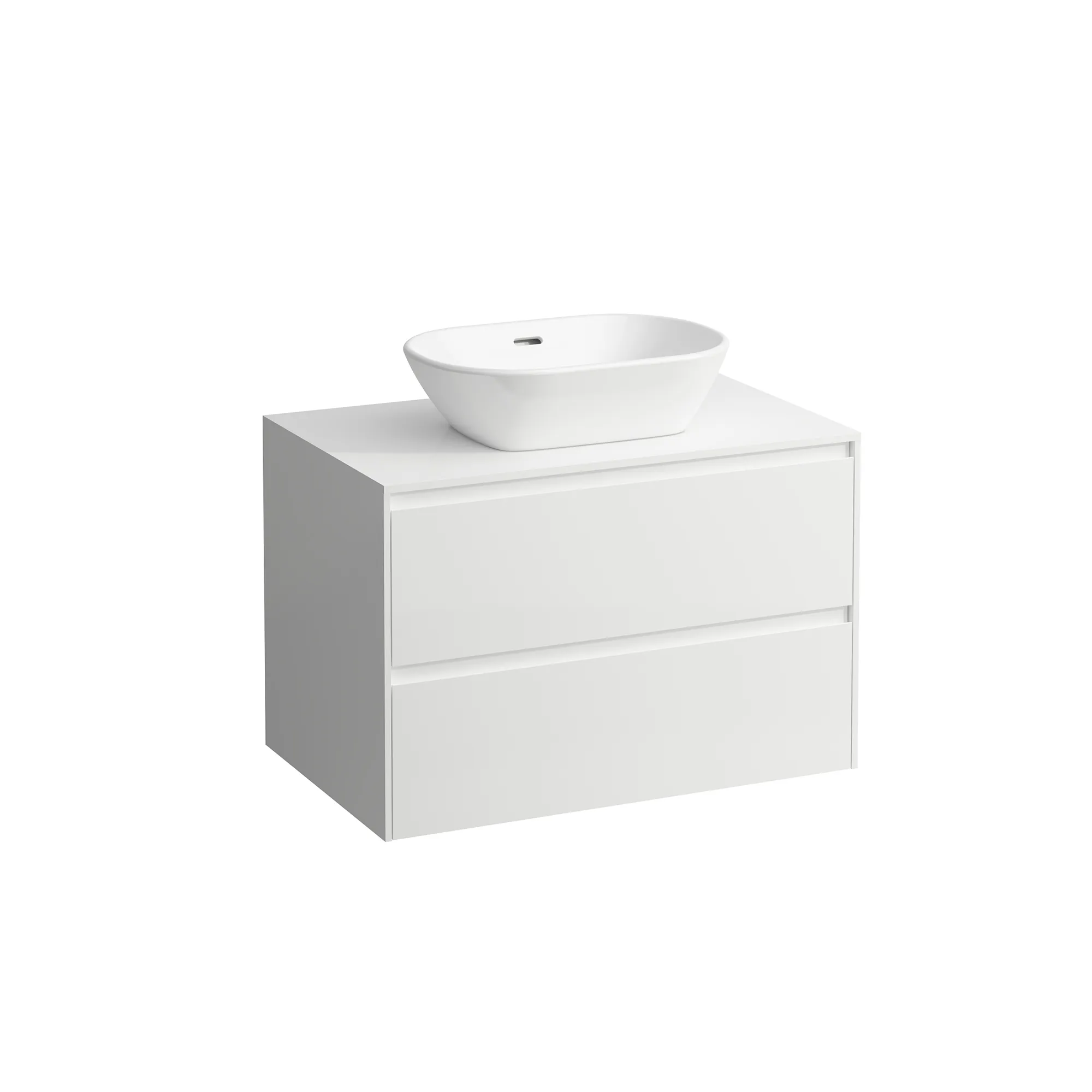 Waschtischunterbau+Waschtischplatte (Schubladenelement) LANI 493x785x527 mit Ausschnitt mittig Abdeckplatte 12 mm, mit 2 Schubladen integrierter