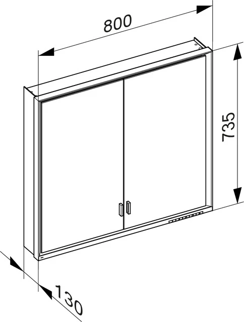KEUCO ROYAL LUMOS Spiegelschrank Wandvorbau 2-türig lange Tür silber-eloxiert KEUCO ROYAL LUMOS Spiegelschrank Wandvorbau 2-türig lange Tür silber-eloxiert