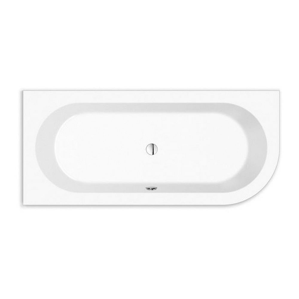 repaBAD Badewanne „Livorno Oval“ vorwand oval 180 × 80 cm, rechts, Mittelablauf in Weiß