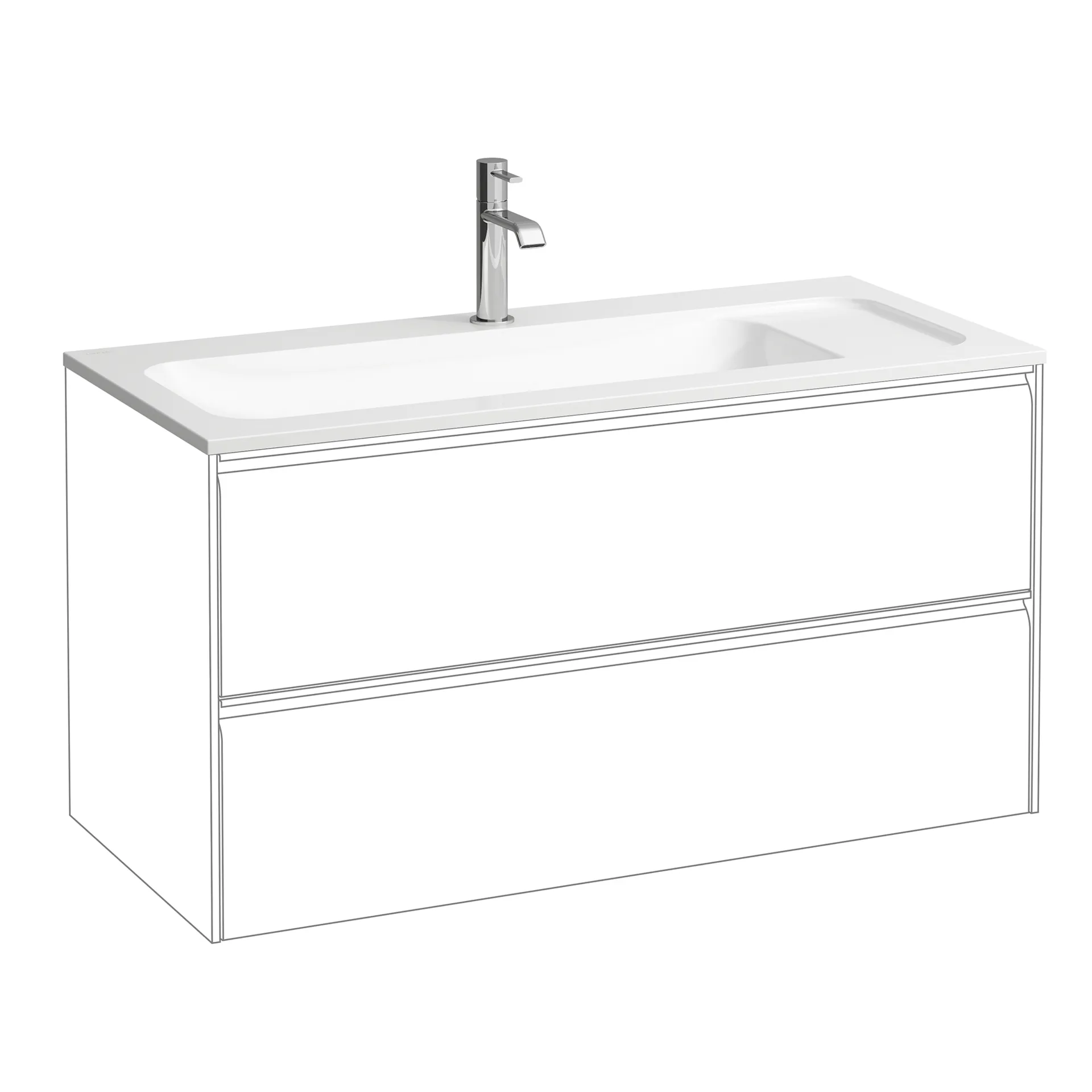 Laufen Möbelwaschtisch Slim MEDA 445x975x130 Marbond Ablage re 1 Hl o.Ül. weiß Laufen Möbelwaschtisch Slim MEDA 445x975x130 Marbond Ablage re 1 Hl o.Ül. weiß