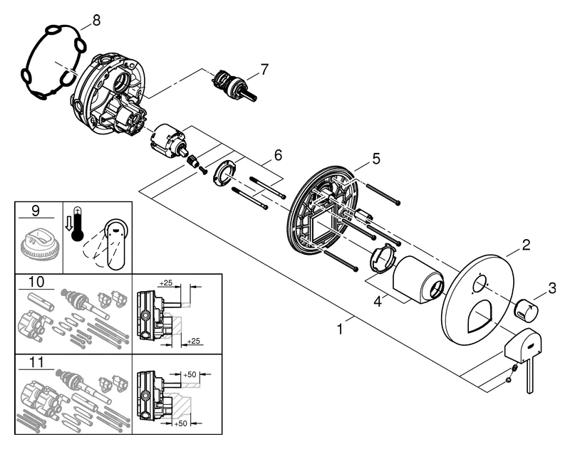 Grohe Plus Einhandbatterie mit 3-Wege Umstellung, Fertigmontageset für Rapido SmartBox Grohe Plus Einhandbatterie mit 3-Wege Umstellung, Fertigmontageset für Rapido SmartBox