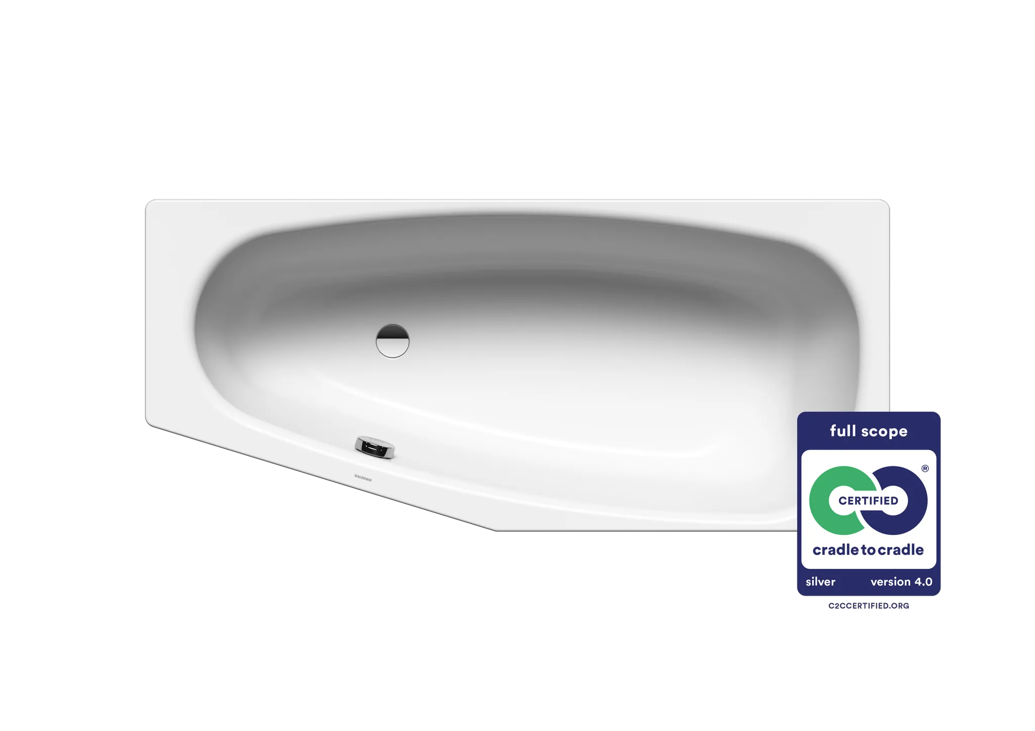 Kaldewei Badewanne „Mini“ trapez fünfeck 157 × 75 cm, ohne Grifflochbohrungen, links in alpinweiß