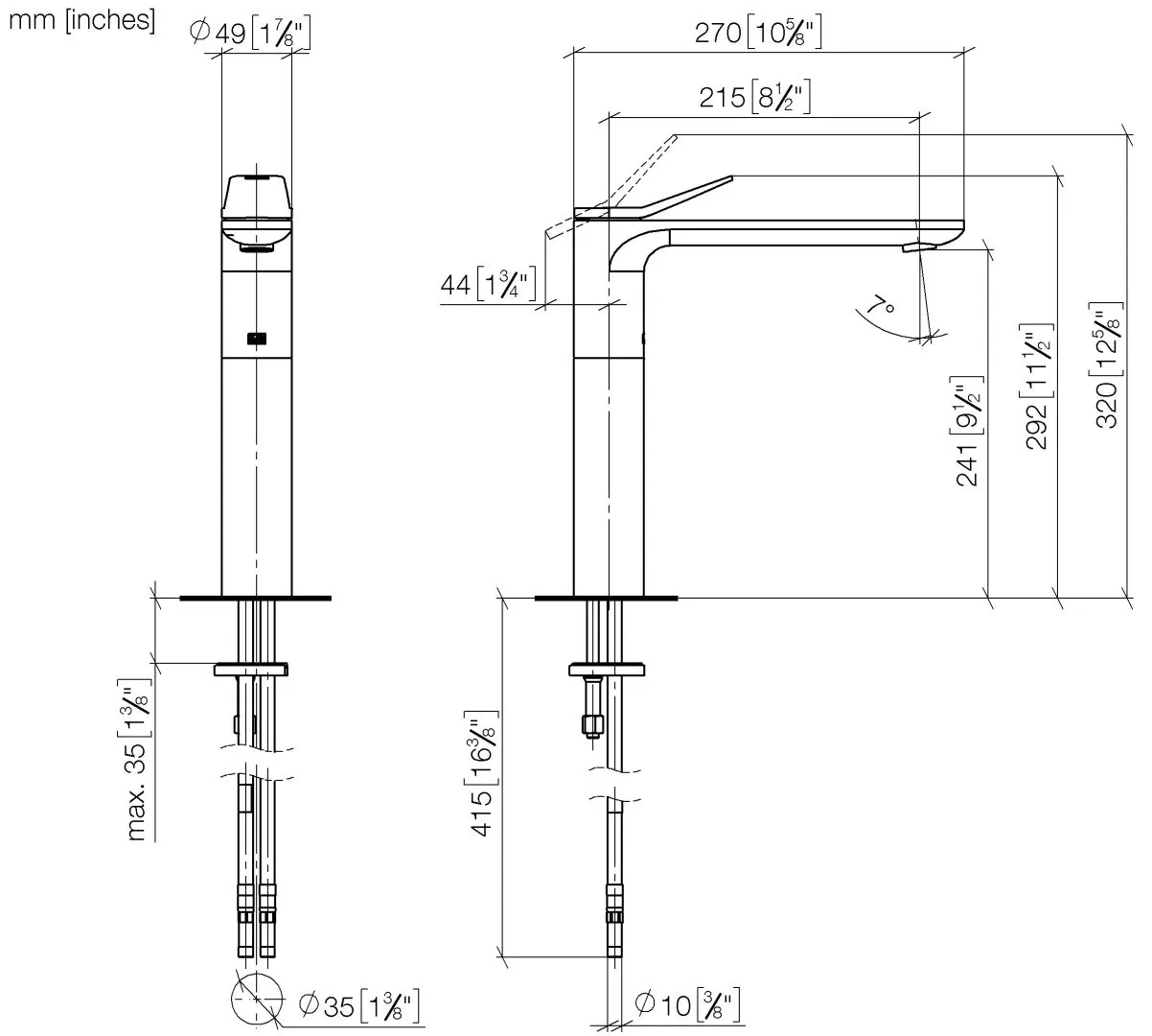 Waschtisch-Einhandbatterie mit erhöhtem Standfuß ohne Ablaufgarnitur LISSÉ Chrom 33537845