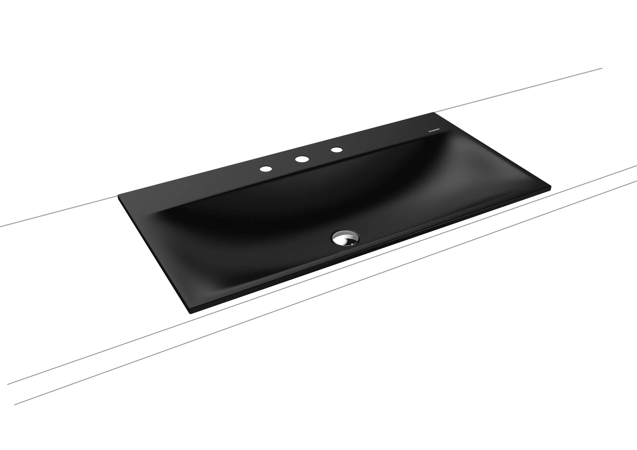 Einbauwaschtisch „Silenio“ 90 × 46 cm, ohne Hahnlochbohrung in schwarz matt, mit Perl-Effekt