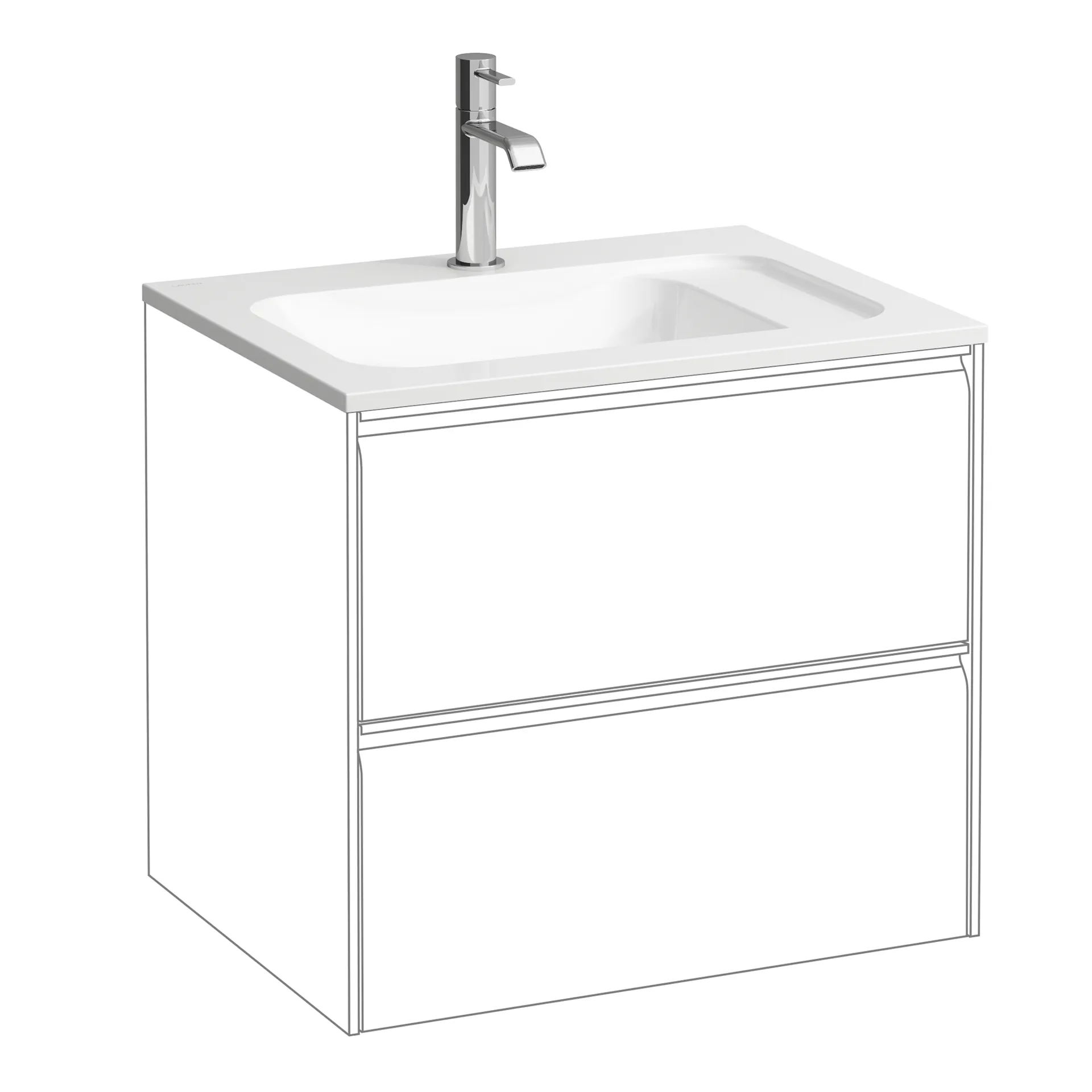 Laufen Möbelwaschtisch Slim MEDA 445x575x130 Marbond Ablage rechts 1 Hl. o.Ül. weiß Laufen Möbelwaschtisch Slim MEDA 445x575x130 Marbond Ablage rechts 1 Hl. o.Ül. weiß