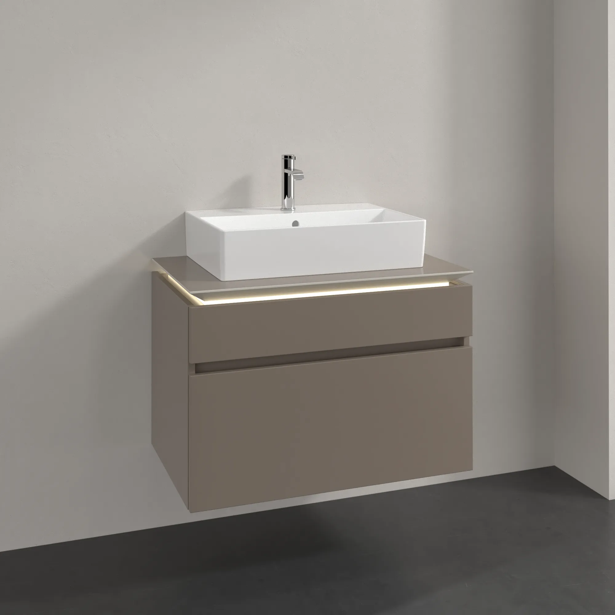 Villeroy & Boch Waschtischunterschrank „Legato“ für Schrankwaschtisch 800 × 550 × 500 mm Truffle Grey, für Becken mittig