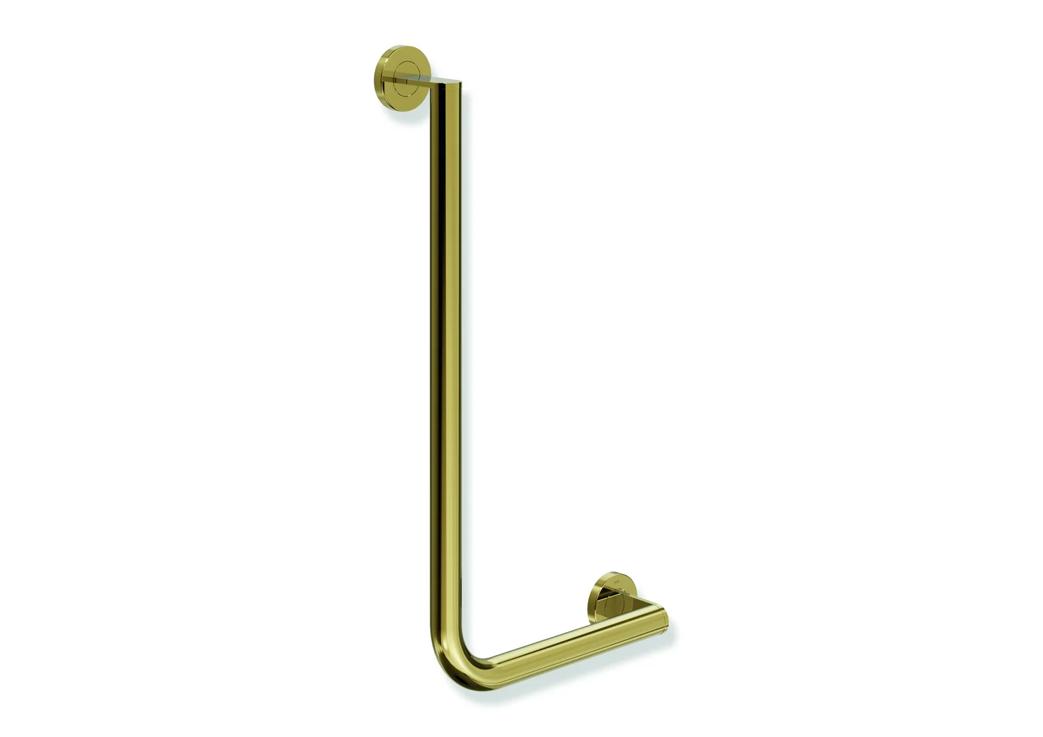 HEWI Winkelgriff System 900, Edelstahl PVD Gold glänzend, waagerecht 300 mm, senkrecht 600 mm, Durchmesser 32 mm, rechts