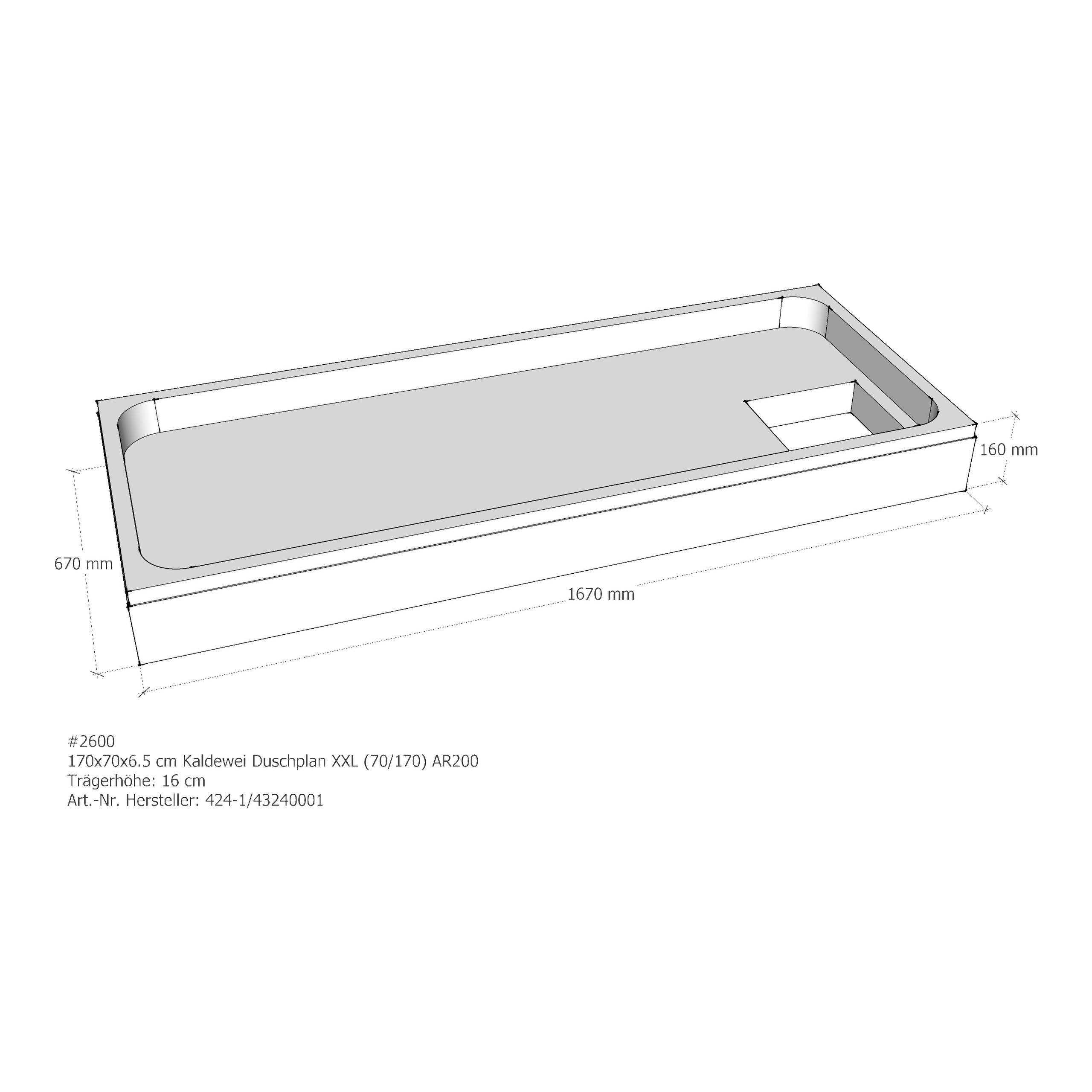 Duschwannenträger für Kaldewei Duschplan XXL 170 × 70 × 6,5 cm Breite: 70 cm / Länge: 170 cm Duschwannenträger für Kaldewei Duschplan XXL 170 × 70 × 6,5 cm Breite: 70 cm / Länge: 170 cm