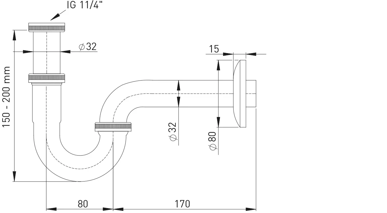 Stedo Röhren-Geruchverschluß DN 32, Standard, MS verchromt Stedo Röhren-Geruchverschluß DN 32, Standard, MS verchromt