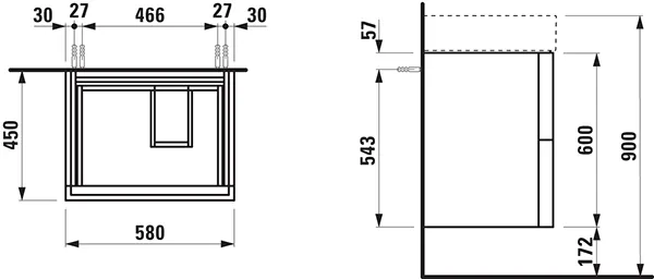 Laufen Waschtischunterbau „Kartell“ 450 × 600 × 580 mm Weiß matt