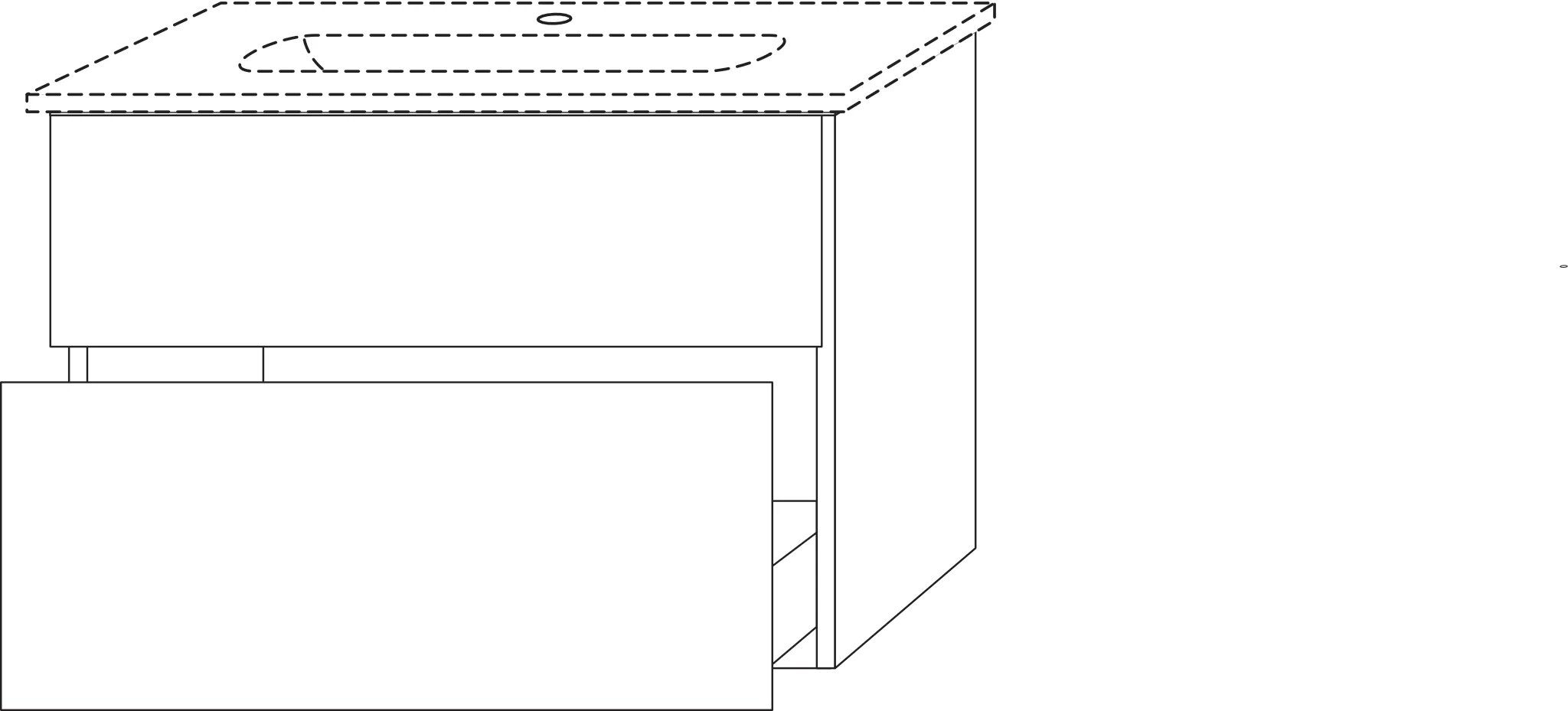 Waschtischunterbau mit Auszügen 3way (BS722) 613x600x382 Schwarz-Matt