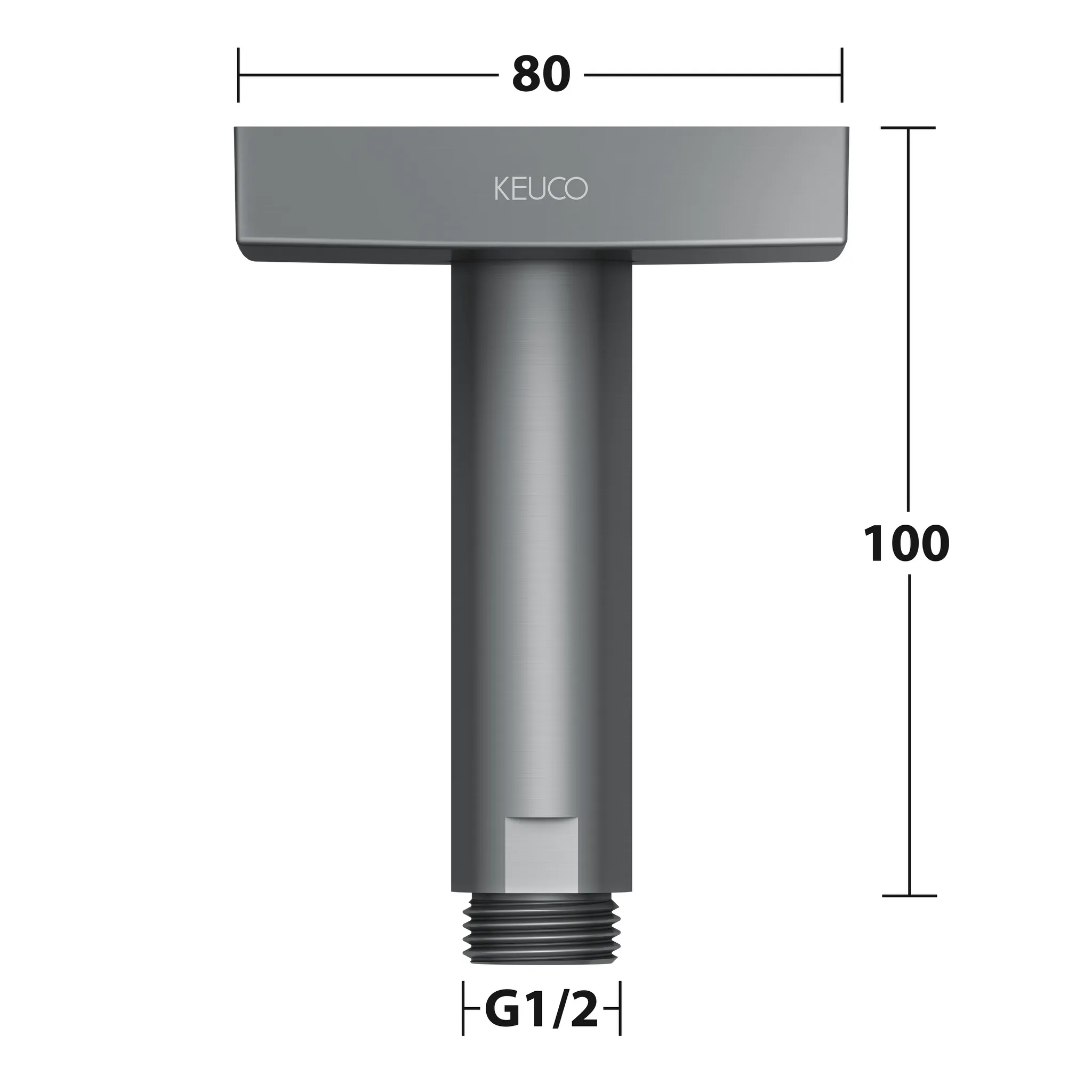 KEUCO Brausearm Deckenmontage eckig 100 mm Schwarzchrom gebürstet