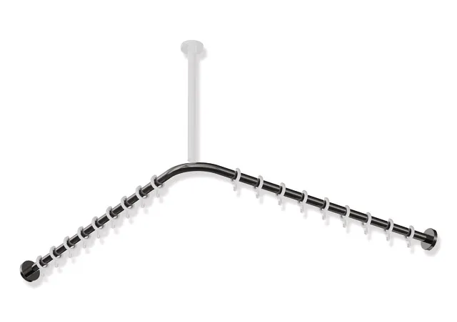 Vorhangstange des Systems 900, Edelstahl, PVD, Achsmaß 887 x 887 mm, kürzbar, D: 25 mm, mit 18 Vorhangringen aus POM, in Farbe CK (messing glänzend) Vorhangstange des Systems 900, Edelstahl, PVD, Achsmaß 887 x 887 mm, kürzbar, D: 25 mm, mit 18 Vorhangringen aus POM, in Farbe CK (messing glänzend)