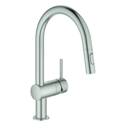 Grohe Minta Einhand-Spültischbatterie, C-Auslauf, Einlochmontage, herausziehbare Dual Spülbrause Grohe Minta Einhand-Spültischbatterie, C-Auslauf, Einlochmontage, herausziehbare Dual Spülbrause