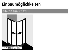 Kermi Duschabtrennung für Viertelkreis-Duschwannen Viertelkreis-Duschkabine (Gleittüren) „NOVA 2000“ Profile Silber Mattglanz, BV: 775 - 800 mm WE: 785 - 810 mm H: 1850 mm