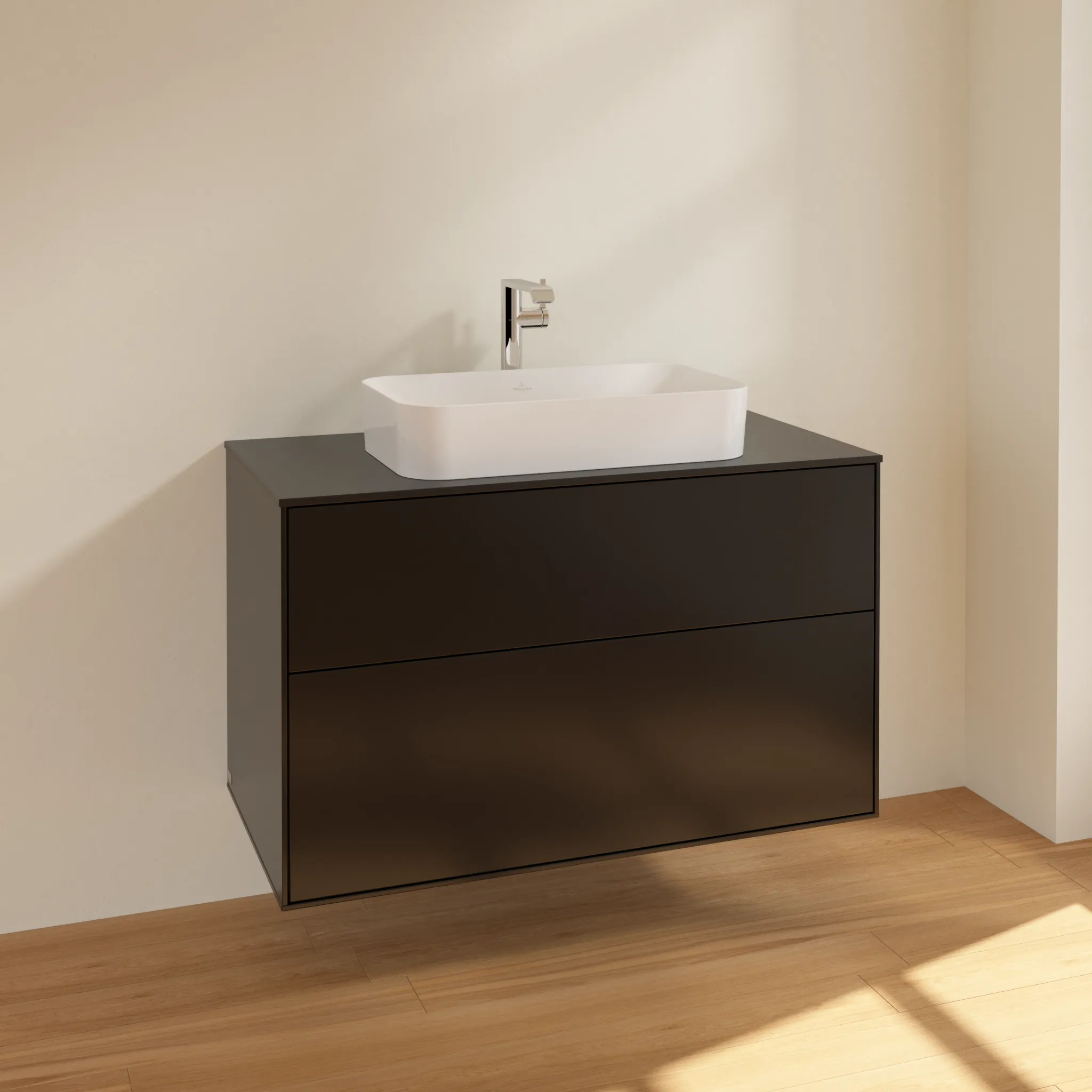 Villeroy & Boch Waschbeckenunterschrank Finion F23, 1000x603x501 mm, Black Matt Lacquer, mit SoftClosing und Push-to-open Funktion Villeroy & Boch Waschbeckenunterschrank Finion F23, 1000x603x501 mm, Black Matt Lacquer, mit SoftClosing und Push-to-open Funktion
