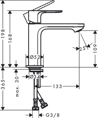 Einhebel-Waschtischmischer Rebris S 110 CoolStart o.Zugstange chrom Einhebel-Waschtischmischer Rebris S 110 CoolStart o.Zugstange chrom