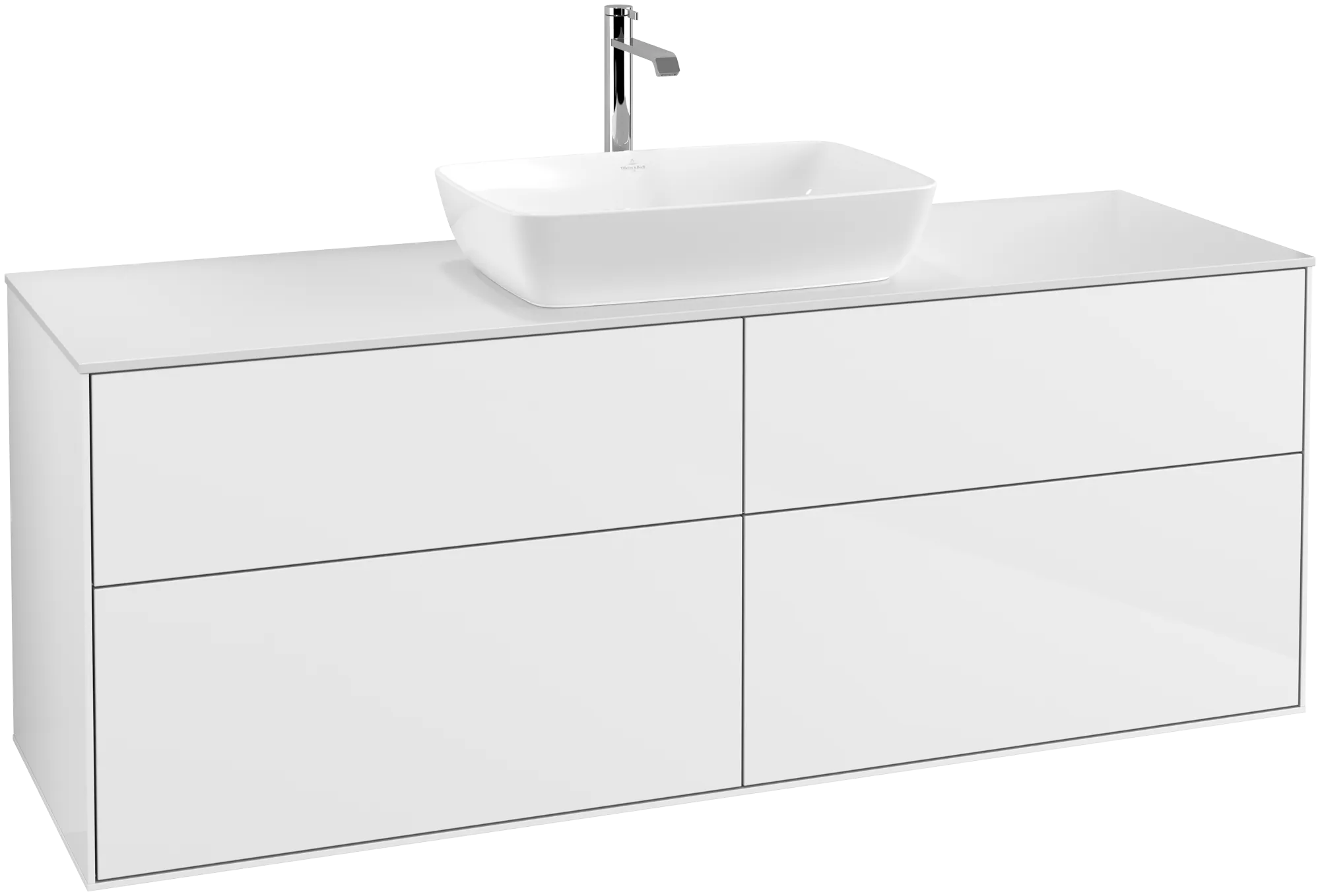 Villeroy & Boch Finion Waschbeckenunterschrank G85 1600x603x501mm Glossy White Lacquer / Glass White Matt