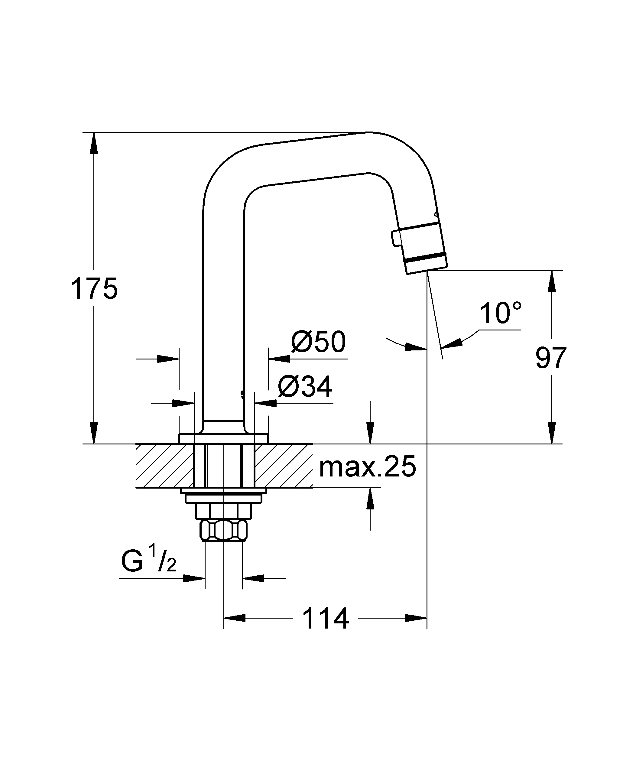 Waschtisch-Standventil Universal 20202, 7°-Auslauf, chrom