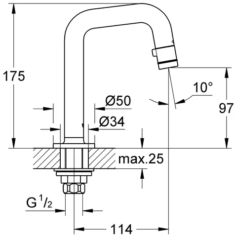 Waschtisch-Standventil Universal 20202, 7°-Auslauf, chrom Waschtisch-Standventil Universal 20202, 7°-Auslauf, chrom