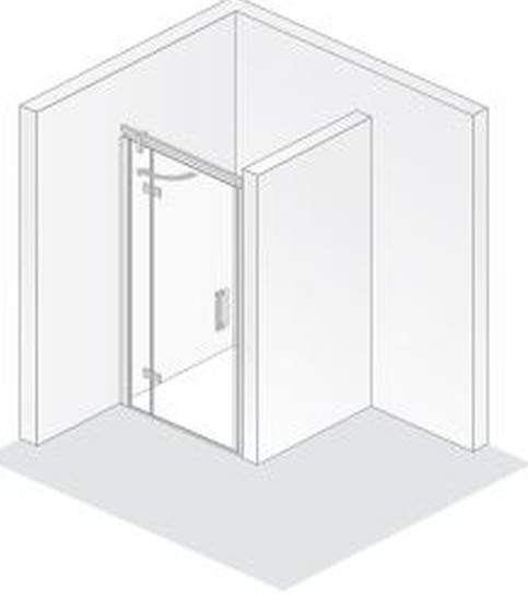 HSK teilgerahmte Drehtür an Nebenteil „Atelier Plan“ Glas Grau, Profile Chromoptik (Alu Hochglanz poliert), H: 2000 mm HSK teilgerahmte Drehtür an Nebenteil „Atelier Plan“ Glas Grau, Profile Chromoptik (Alu Hochglanz poliert), H: 2000 mm
