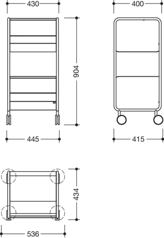 HEWI Beistellwagen 43 × 90,4 × 40 cm in Schwarz tiefmatt / Chrom HEWI Beistellwagen 43 × 90,4 × 40 cm in Schwarz tiefmatt / Chrom