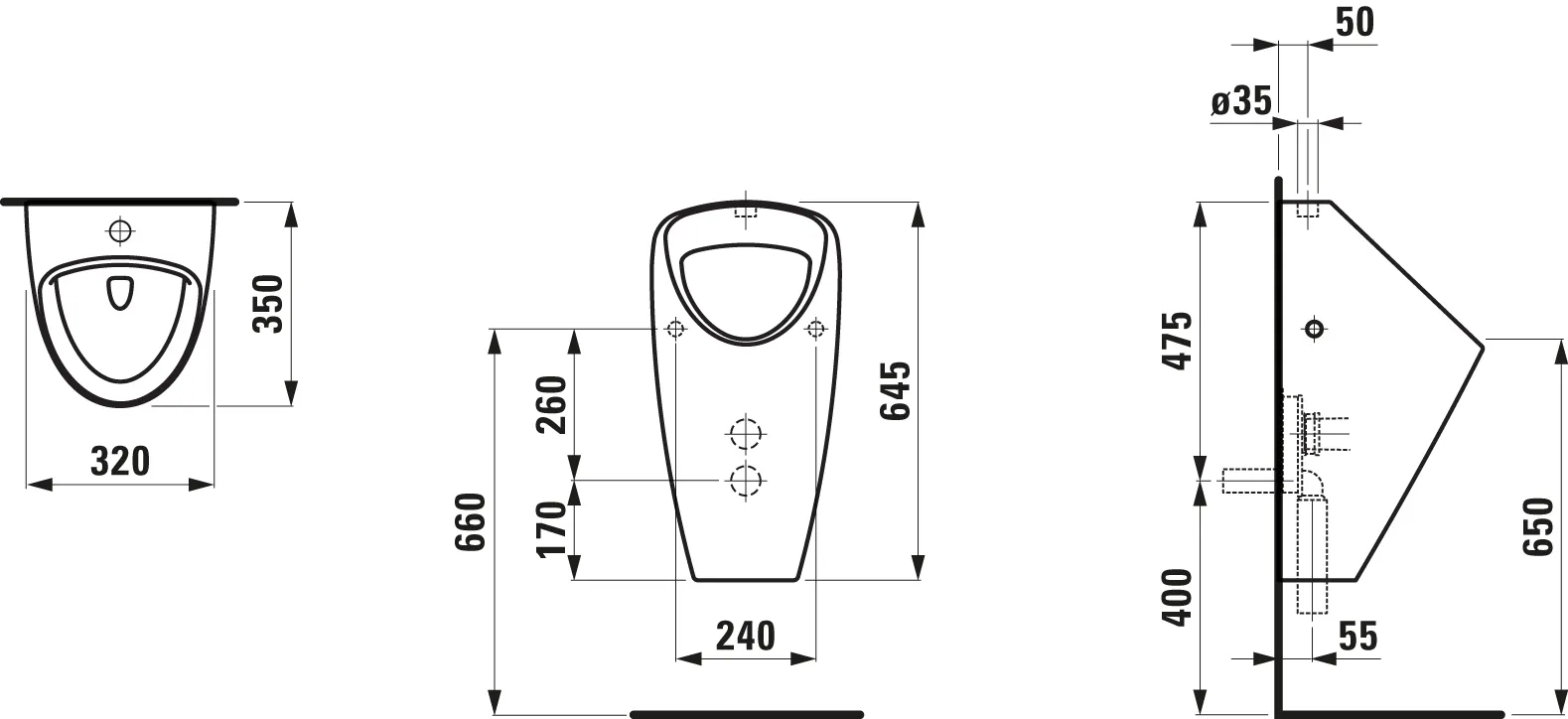 Absaugeurinal CAPRINO PLUS 350x320x645 Zulauf außen ohne Steuerung ohne Fliege weiß Absaugeurinal CAPRINO PLUS 350x320x645 Zulauf außen ohne Steuerung ohne Fliege weiß