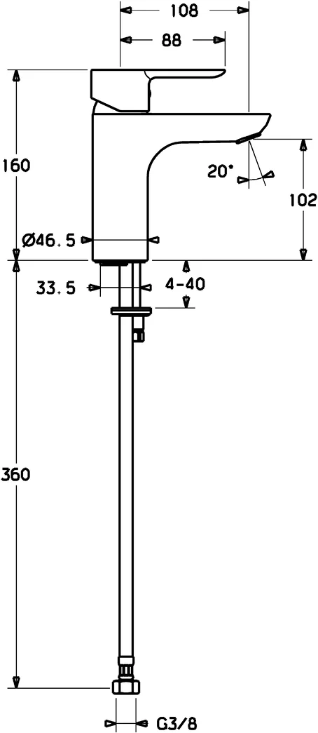 HansaLIGNA Einhebelmischer Waschtischbatterie 0608 Chrom