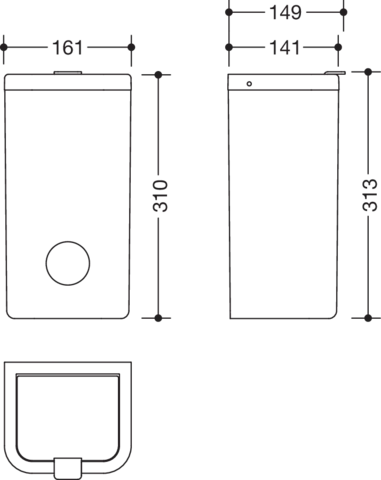 Hygienekombination, Korpus und Deckel Polyamid in Farbe 98, Rahmenelement Polyamid matt, Fassungsvermögen ca. 6 l, Breite 161 mm, Höhe 310 mm, Tiefe 141 mm, Wandmontage, in Farbe 92 (Anthrazitgrau)