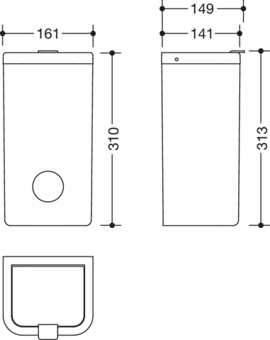 Hygienekombination, Korpus und Deckel Polyamid in Farbe 98, Rahmenelement Polyamid, Fassungsvermögen ca. 6 l, Breite 161 mm, Höhe 310 mm, Tiefe 141 mm, Wandmontage, in Farbe 18 (Senfgelb) Hygienekombination, Korpus und Deckel Polyamid in Farbe 98, Rahmenelement Polyamid, Fassungsvermögen ca. 6 l, Breite 161 mm, Höhe 310 mm, Tiefe 141 mm, Wandmontage, in Farbe 18 (Senfgelb)