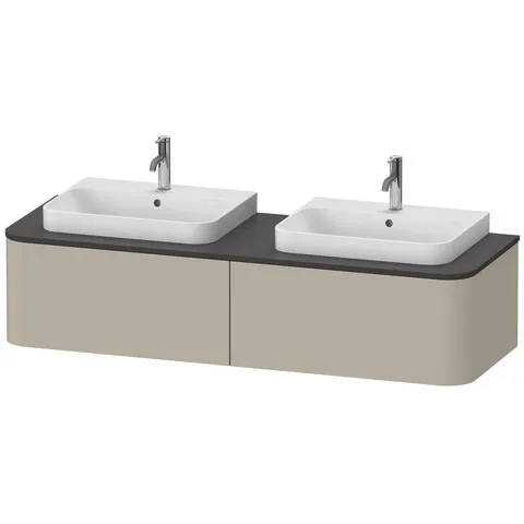 Duravit Waschtischunterschrank wandhängend „Happy D.2 Plus“ 160 × 35,4 × 55 cm Becken: links und rechts / Beleuchtung: ohne / Front- & Korpusfarbe: Taupe Seidenmatt / Größe: 160 × 55 × 35,4 cm / Oberfläche: Lack / Schubladen: 2 Duravit Waschtischunterschrank wandhängend „Happy D.2 Plus“ 160 × 35,4 × 55 cm Becken: links und rechts / Beleuchtung: ohne / Front- & Korpusfarbe: Taupe Seidenmatt / Größe: 160 × 55 × 35,4 cm / Oberfläche: Lack / Schubladen: 2