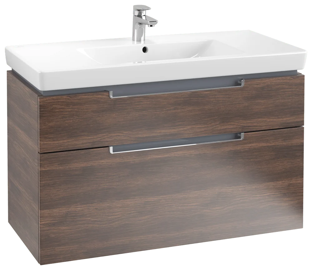 Villeroy & Boch Waschbeckenunterschrank Subway 2.0, Arizona Oak, 987 x 590 x 449 mm, 1 Waschbecken, mittig, 4 Auszüge mit SoftClosing, Wandmontage