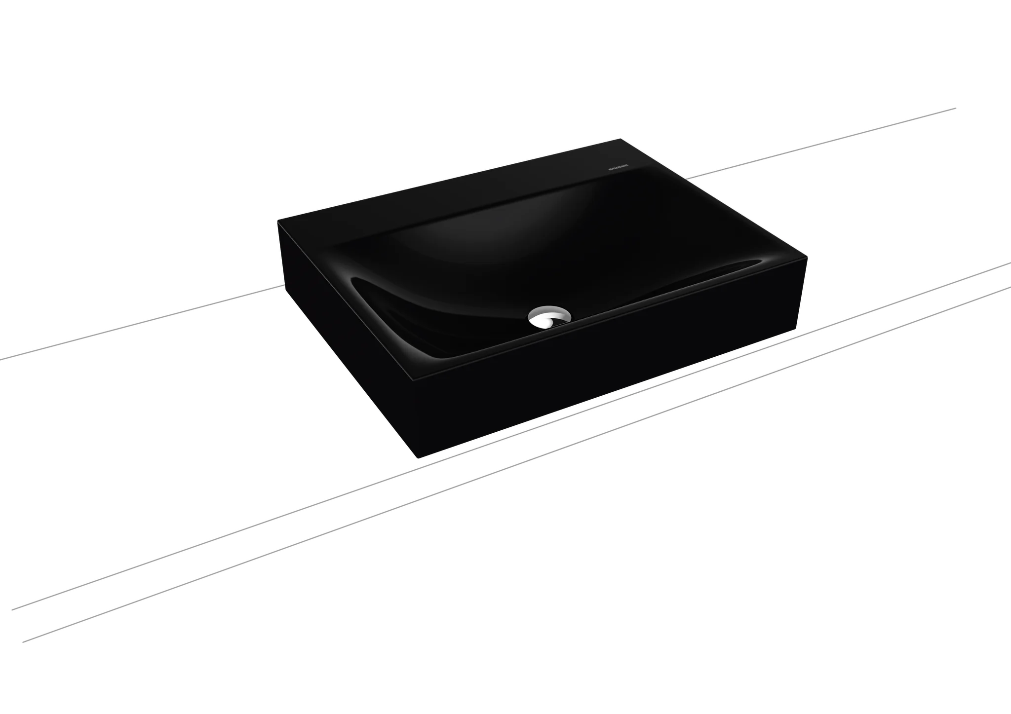 Kaldewei SILENIO Aufsatzwaschtisch, schwarz, Perl-Effekt, Antidröhn, ohne Überlauf, 600 x 460 mm, Randhöhe 120 mm