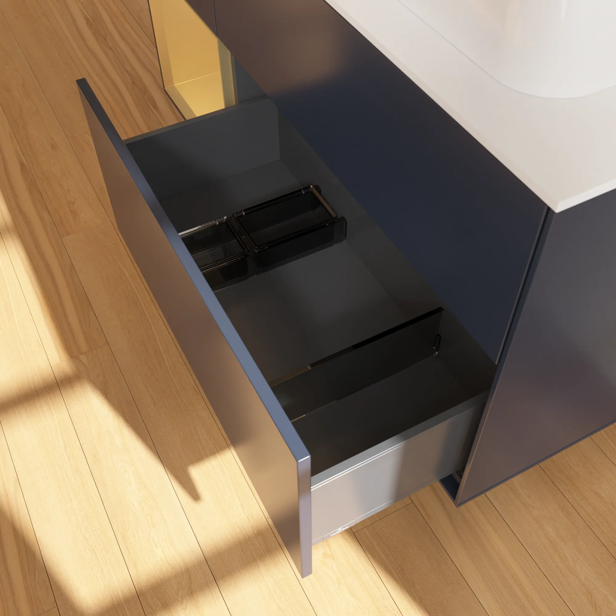 Villeroy & Boch Waschtischunterschrank „Finion“ für Schrankwaschtisch 1200 × 603 × 501 mm Midnight Blue Matt Lacquer, für Becken rechts Villeroy & Boch Waschtischunterschrank „Finion“ für Schrankwaschtisch 1200 × 603 × 501 mm Midnight Blue Matt Lacquer, für Becken rechts