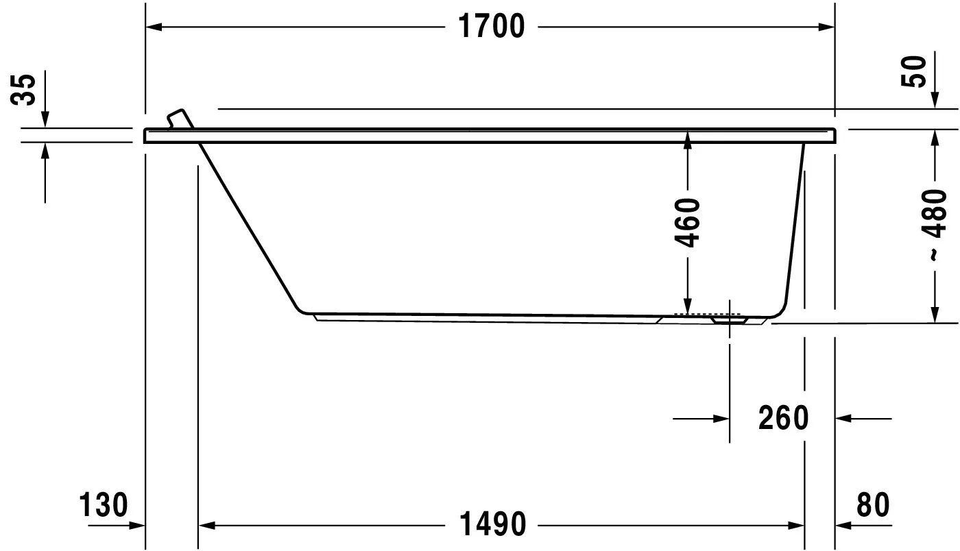 Duravit Badewanne „Starck“ rechteck 170 × 70 cm, Fußablauf