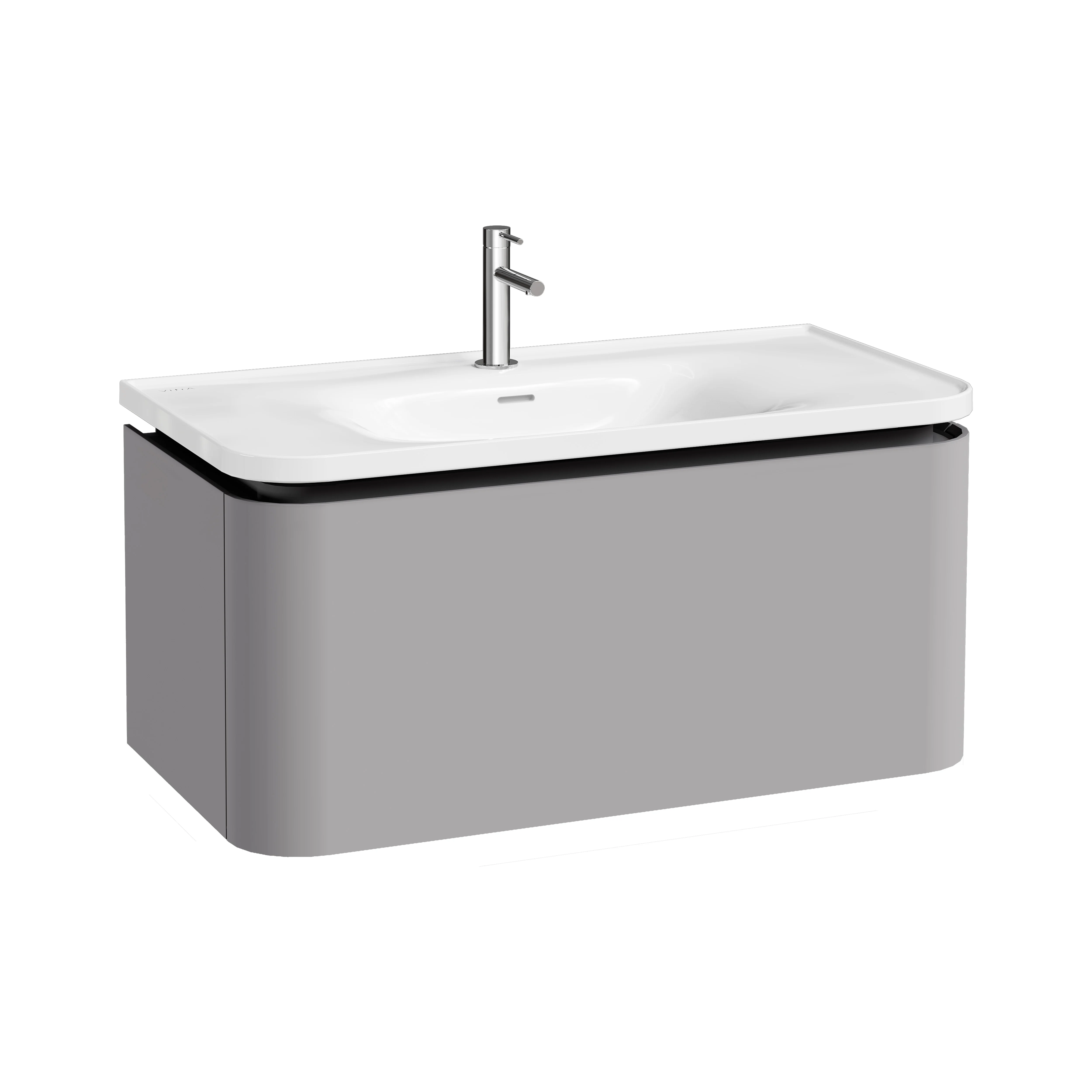 Glora Set Möbelwaschtisch + Waschtischunterschrank mit LED-Ambientebeleuchtung 100 x 53 x 52 cm (BxTxH) Wandmontage Weiß Hochglanz + Hellgrau Matt Glora Set Möbelwaschtisch + Waschtischunterschrank mit LED-Ambientebeleuchtung 100 x 53 x 52 cm (BxTxH) Wandmontage Weiß Hochglanz + Hellgrau Matt