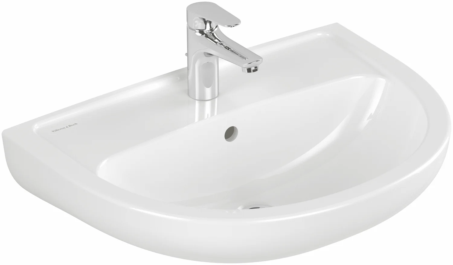Villeroy & Boch Waschbecken „Newo“ 600 × 455 × 180 mm, Hahnlochposition mittig in Weiß Alpin